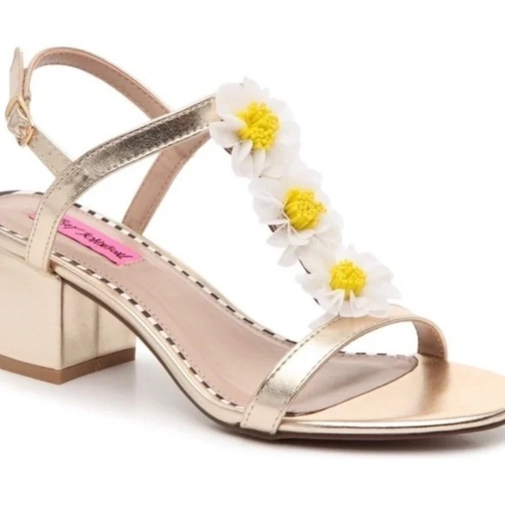 Betsey Johnson Gold Sandals with Floral Accents